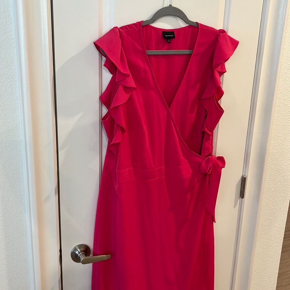 Who What Wear pink maxi wrap dress